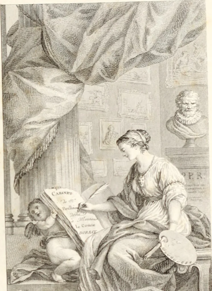 An illustration from Collection de cent-vingt estampes, gravée d'après les tableaux & dessins qui composoient le cabinet de m. Poullain ... précédée d'un abrégé historique de la vie des auteurs qui la composent ... Cette suite a été exécutée sous la direction du sieur Fr. Basan ... par de jeunes artistes des deux sexes, dont les talens se font connoître & accroissent de jour en jour. Le sr. Moitte ... en avoit fait les dessins, d'après les tableaux .., 1781, leaf 30
