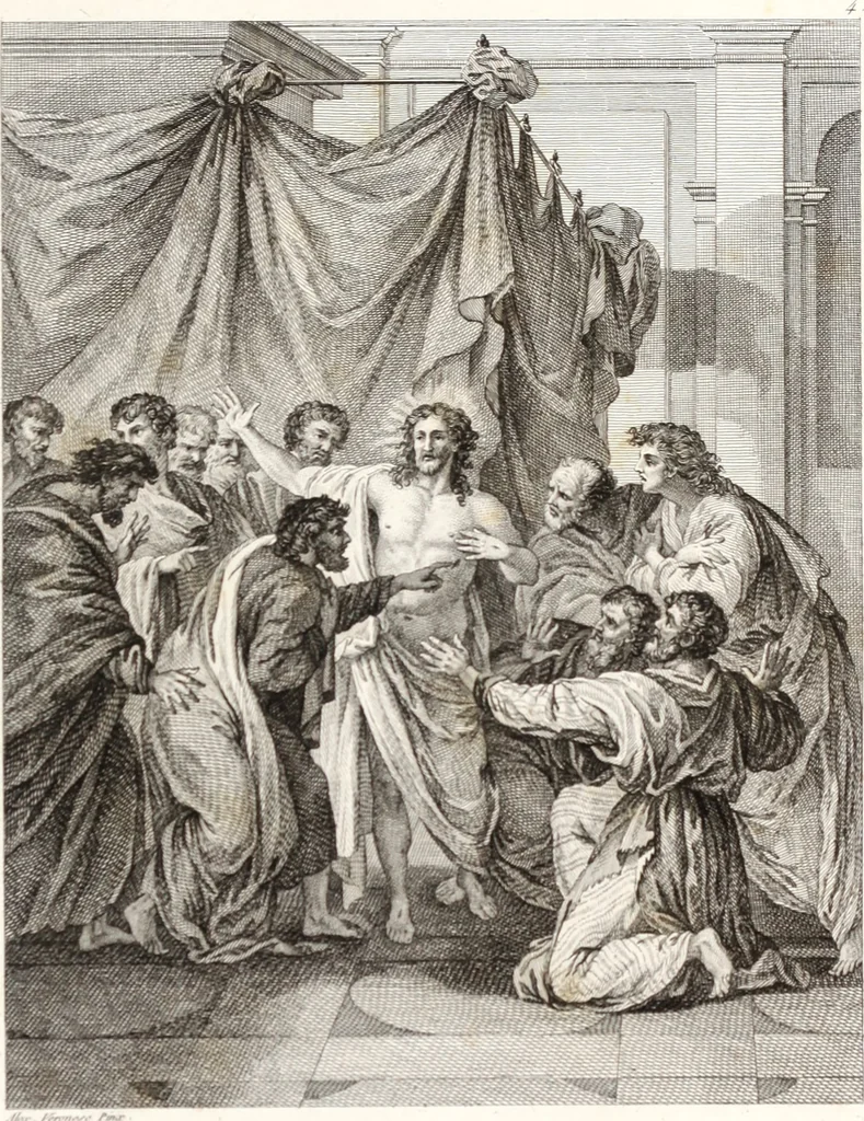 An illustration from Collection de cent-vingt estampes, gravée d'après les tableaux & dessins qui composoient le cabinet de m. Poullain ... précédée d'un abrégé historique de la vie des auteurs qui la composent ... Cette suite a été exécutée sous la direction du sieur Fr. Basan ... par de jeunes artistes des deux sexes, dont les talens se font connoître & accroissent de jour en jour. Le sr. Moitte ... en avoit fait les dessins, d'après les tableaux .., 1781, leaf 34