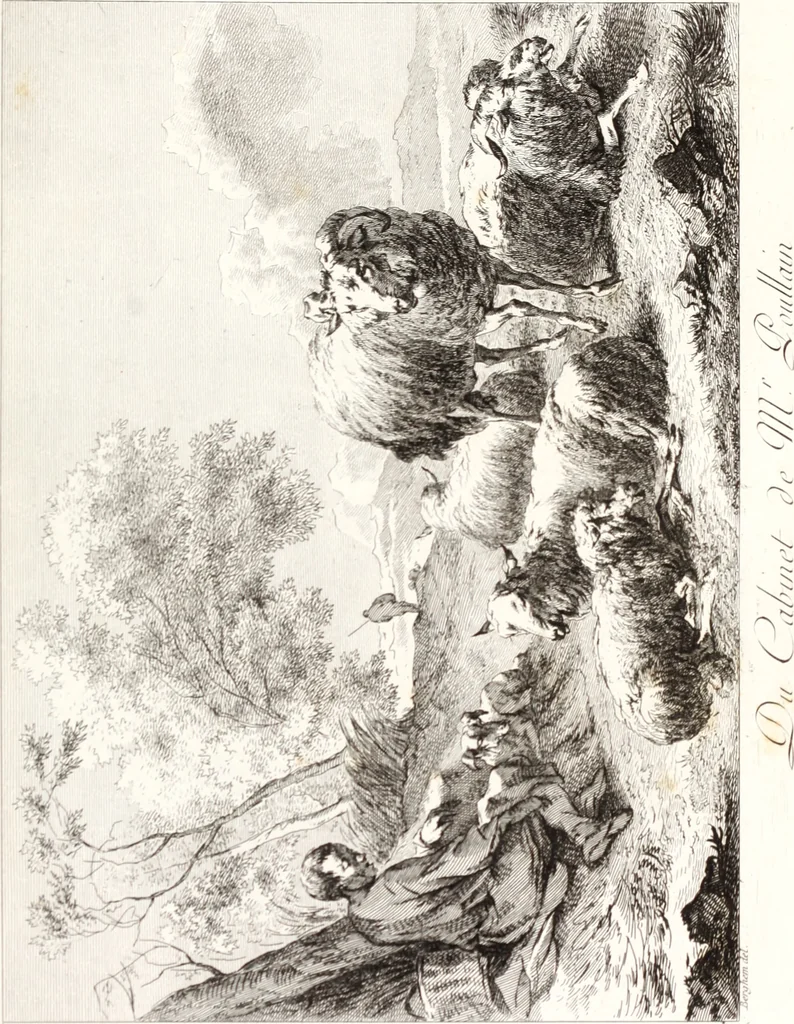 An illustration from Collection de cent-vingt estampes, gravée d'après les tableaux & dessins qui composoient le cabinet de m. Poullain ... précédée d'un abrégé historique de la vie des auteurs qui la composent ... Cette suite a été exécutée sous la direction du sieur Fr. Basan ... par de jeunes artistes des deux sexes, dont les talens se font connoître & accroissent de jour en jour. Le sr. Moitte ... en avoit fait les dessins, d'après les tableaux .., 1781, leaf 44