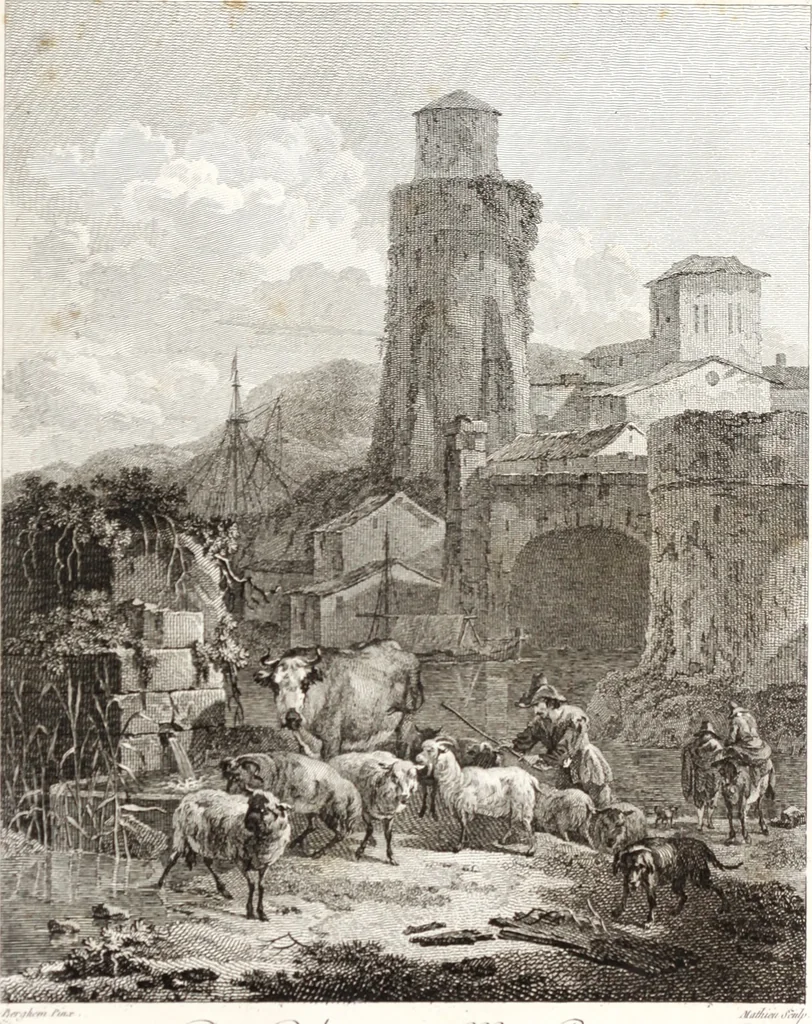 An illustration from Collection de cent-vingt estampes, gravée d'après les tableaux & dessins qui composoient le cabinet de m. Poullain ... précédée d'un abrégé historique de la vie des auteurs qui la composent ... Cette suite a été exécutée sous la direction du sieur Fr. Basan ... par de jeunes artistes des deux sexes, dont les talens se font connoître & accroissent de jour en jour. Le sr. Moitte ... en avoit fait les dessins, d'après les tableaux .., 1781, leaf 46