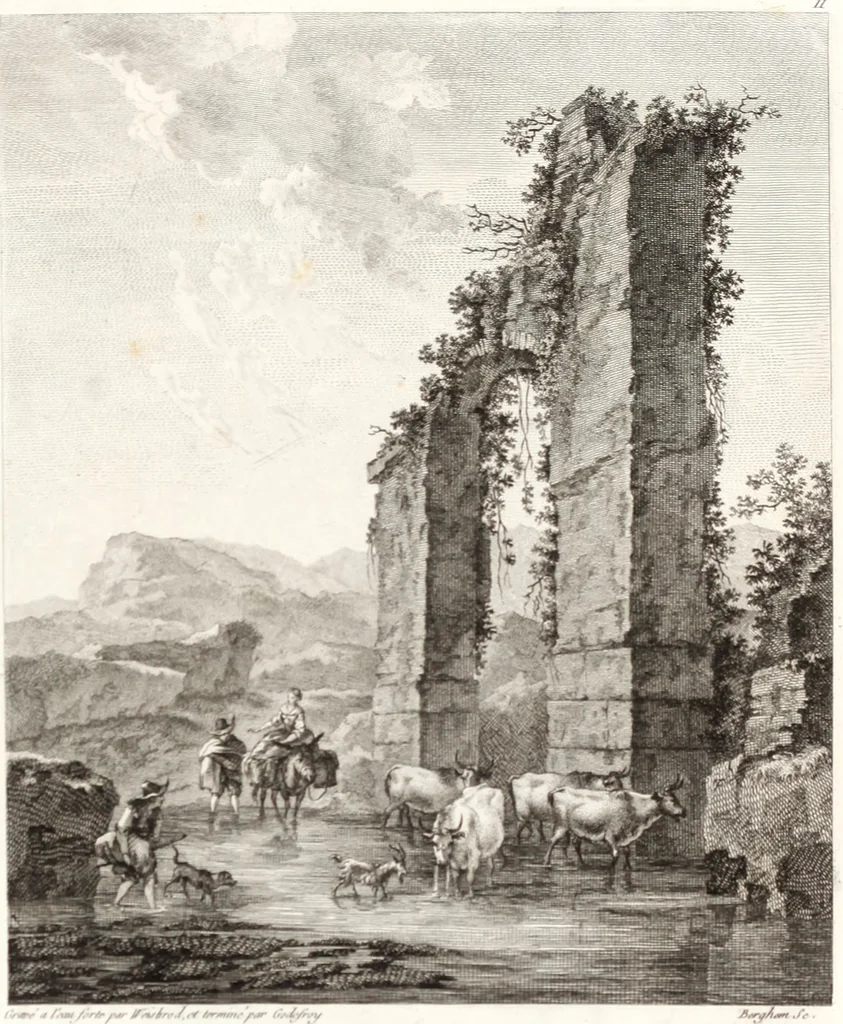 An illustration from Collection de cent-vingt estampes, gravée d'après les tableaux & dessins qui composoient le cabinet de m. Poullain ... précédée d'un abrégé historique de la vie des auteurs qui la composent ... Cette suite a été exécutée sous la direction du sieur Fr. Basan ... par de jeunes artistes des deux sexes, dont les talens se font connoître & accroissent de jour en jour. Le sr. Moitte ... en avoit fait les dessins, d'après les tableaux .., 1781, leaf 48