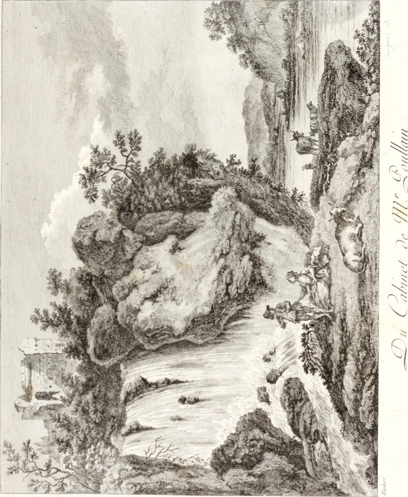 An illustration from Collection de cent-vingt estampes, gravée d'après les tableaux & dessins qui composoient le cabinet de m. Poullain ... précédée d'un abrégé historique de la vie des auteurs qui la composent ... Cette suite a été exécutée sous la direction du sieur Fr. Basan ... par de jeunes artistes des deux sexes, dont les talens se font connoître & accroissent de jour en jour. Le sr. Moitte ... en avoit fait les dessins, d'après les tableaux .., 1781, leaf 98