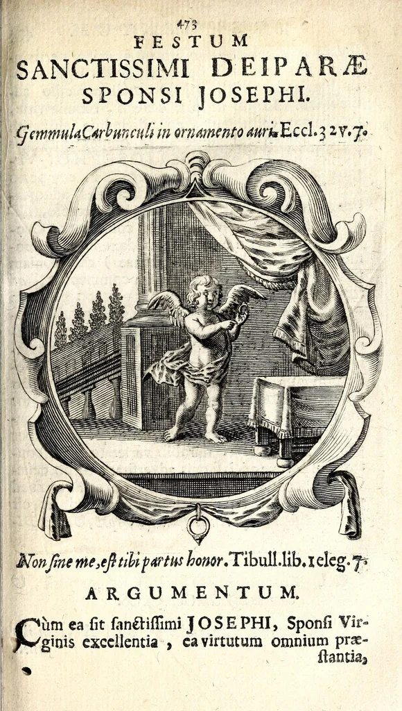 An illustration from Coelum empyreum : non vanis & fictis constellationum monstris belluatum, sed divum domus domini Jesu Christi, ejusque illibatae virginis matris Mariae, sanctorum apostolorum ... splendide illustratum : omnibus verbi Dei ecclesiastis, ad honestos mores, & divinos amores auditorum animis inserendos, morali doctrina, sacra ac profana historia lucubratum, 1669, leaf 503
