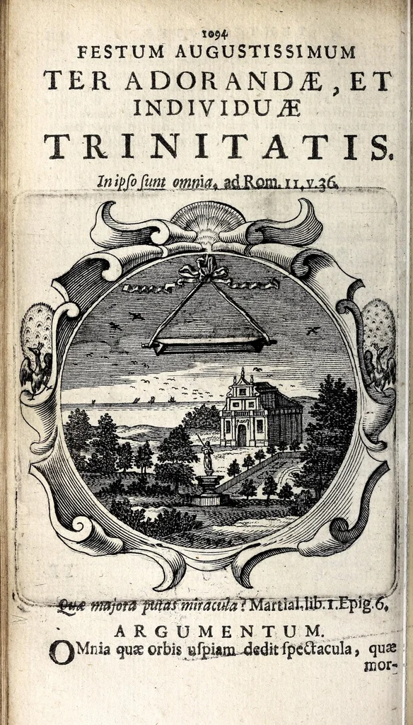 An illustration from Coelum empyreum : non vanis & fictis constellationum monstris belluatum, sed divum domus domini Jesu Christi, ejusque illibatae virginis matris Mariae, sanctorum apostolorum ... splendide illustratum : omnibus verbi Dei ecclesiastis, ad honestos mores, & divinos amores auditorum animis inserendos, morali doctrina, sacra ac profana historia lucubratum, 1669, leaf 284