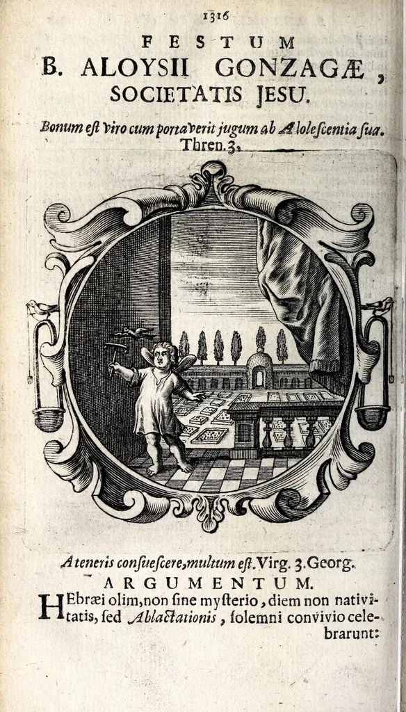 An illustration from Coelum empyreum : non vanis & fictis constellationum monstris belluatum, sed divum domus domini Jesu Christi, ejusque illibatae virginis matris Mariae, sanctorum apostolorum ... splendide illustratum : omnibus verbi Dei ecclesiastis, ad honestos mores, & divinos amores auditorum animis inserendos, morali doctrina, sacra ac profana historia lucubratum, 1669, leaf 506