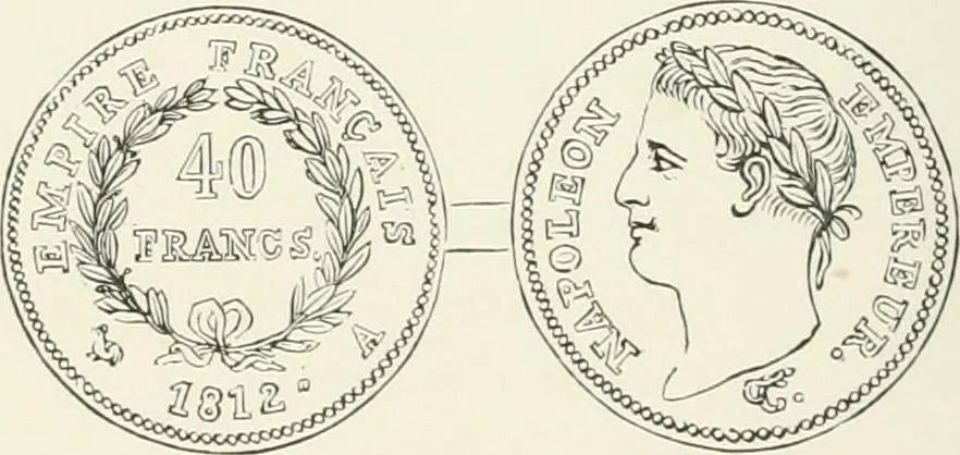 An illustration from The coin book, comprising a history of coinage; a synopsis of the mint laws of the United States; statistics of the coinage from 1792 to 1870; list of current gold and silver coins, and their custom house values; a dictionary of all coins known in ancient and modern times, with their values; the gold and silver product of each state to 1870; list of works on coinage; the daily price of gold from 1862 to 1871. With engravings of the principal coins, 1872, leaf 167