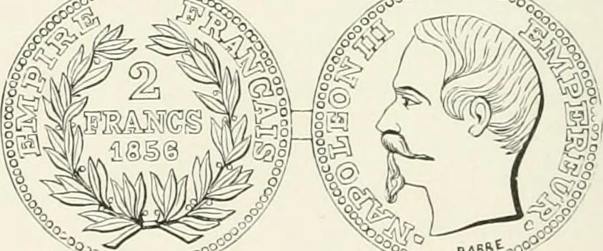 An illustration from The coin book, comprising a history of coinage; a synopsis of the mint laws of the United States; statistics of the coinage from 1792 to 1870; list of current gold and silver coins, and their custom house values; a dictionary of all coins known in ancient and modern times, with their values; the gold and silver product of each state to 1870; list of works on coinage; the daily price of gold from 1862 to 1871. With engravings of the principal coins, 1872, leaf 171