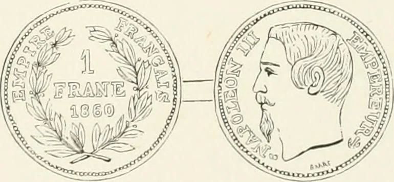 An illustration from The coin book, comprising a history of coinage; a synopsis of the mint laws of the United States; statistics of the coinage from 1792 to 1870; list of current gold and silver coins, and their custom house values; a dictionary of all coins known in ancient and modern times, with their values; the gold and silver product of each state to 1870; list of works on coinage; the daily price of gold from 1862 to 1871. With engravings of the principal coins, 1872, leaf 171