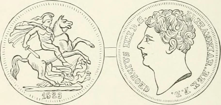 An illustration from The coin book, comprising a history of coinage; a synopsis of the mint laws of the United States; statistics of the coinage from 1792 to 1870; list of current gold and silver coins, and their custom house values; a dictionary of all coins known in ancient and modern times, with their values; the gold and silver product of each state to 1870; list of works on coinage; the daily price of gold from 1862 to 1871. With engravings of the principal coins, 1872, leaf 179