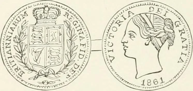 An illustration from The coin book, comprising a history of coinage; a synopsis of the mint laws of the United States; statistics of the coinage from 1792 to 1870; list of current gold and silver coins, and their custom house values; a dictionary of all coins known in ancient and modern times, with their values; the gold and silver product of each state to 1870; list of works on coinage; the daily price of gold from 1862 to 1871. With engravings of the principal coins, 1872, leaf 179