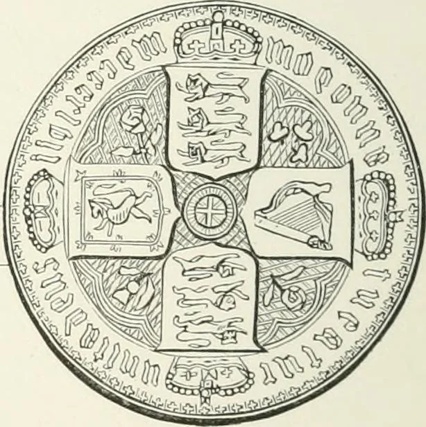 An illustration from The coin book, comprising a history of coinage; a synopsis of the mint laws of the United States; statistics of the coinage from 1792 to 1870; list of current gold and silver coins, and their custom house values; a dictionary of all coins known in ancient and modern times, with their values; the gold and silver product of each state to 1870; list of works on coinage; the daily price of gold from 1862 to 1871. With engravings of the principal coins, 1872, leaf 183