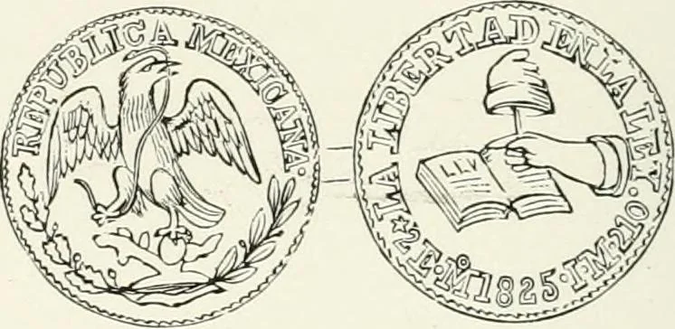 An illustration from The coin book, comprising a history of coinage; a synopsis of the mint laws of the United States; statistics of the coinage from 1792 to 1870; list of current gold and silver coins, and their custom house values; a dictionary of all coins known in ancient and modern times, with their values; the gold and silver product of each state to 1870; list of works on coinage; the daily price of gold from 1862 to 1871. With engravings of the principal coins, 1872, leaf 191