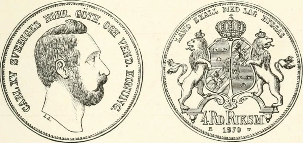 An illustration from The coin book, comprising a history of coinage; a synopsis of the mint laws of the United States; statistics of the coinage from 1792 to 1870; list of current gold and silver coins, and their custom house values; a dictionary of all coins known in ancient and modern times, with their values; the gold and silver product of each state to 1870; list of works on coinage; the daily price of gold from 1862 to 1871. With engravings of the principal coins, 1872, leaf 222