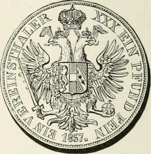 An illustration from The coin book, comprising a history of coinage; a synopsis of the mint laws of the United States; statistics of the coinage from 1792 to 1870; list of current gold and silver coins, and their custom house values; a dictionary of all coins known in ancient and modern times, with their values; the gold and silver product of each state to 1870; list of works on coinage; the daily price of gold from 1862 to 1871. With engravings of the principal coins, 1872, leaf 229
