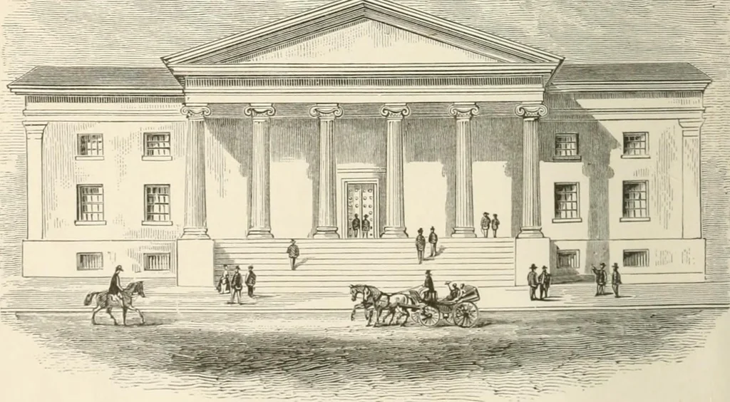 An illustration from The coin book, comprising a history of coinage; a synopsis of the mint laws of the United States; statistics of the coinage from 1792 to 1870; list of current gold and silver coins, and their custom house values; a dictionary of all coins known in ancient and modern times, with their values; the gold and silver product of each state to 1870; list of works on coinage; the daily price of gold from 1862 to 1871. With engravings of the principal coins, 1872, leaf 7