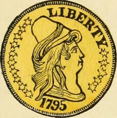 An illustration from coin chart manual : supplementary to Thompson's Bank note and commercial reporter, containing facsimiles of all the gold and silver coins found in circulation, throughout the world, with the intrinsic value of each, The, 1879, leaf 10