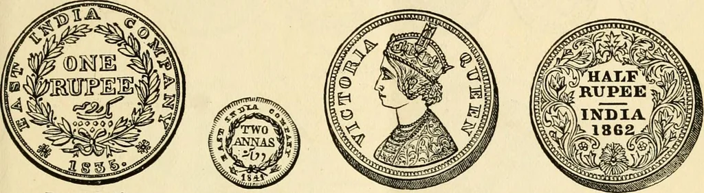 An illustration from coin chart manual : supplementary to Thompson's Bank note and commercial reporter, containing facsimiles of all the gold and silver coins found in circulation, throughout the world, with the intrinsic value of each, The, 1879, leaf 18