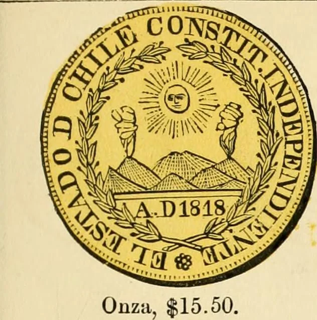 An illustration from coin chart manual : supplementary to Thompson's Bank note and commercial reporter, containing facsimiles of all the gold and silver coins found in circulation, throughout the world, with the intrinsic value of each, The, 1879, leaf 24