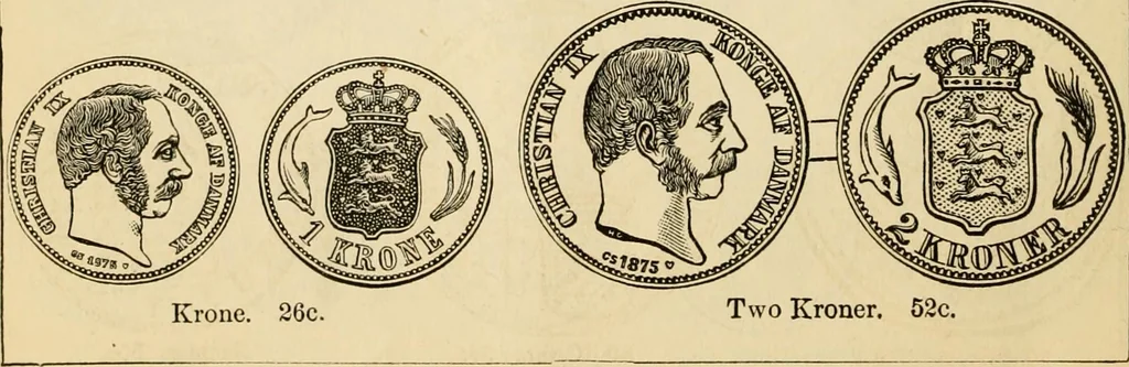An illustration from coin chart manual : supplementary to Thompson's Bank note and commercial reporter, containing facsimiles of all the gold and silver coins found in circulation, throughout the world, with the intrinsic value of each, The, 1879, leaf 49