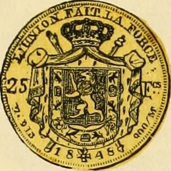 An illustration from coin chart manual : supplementary to Thompson's Bank note and commercial reporter, containing facsimiles of all the gold and silver coins found in circulation, throughout the world, with the intrinsic value of each, The, 1879, leaf 56