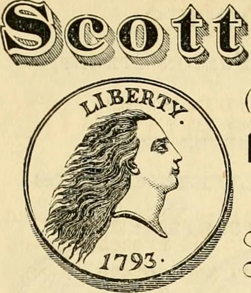 An illustration from coin chart manual : supplementary to Thompson's Bank note and commercial reporter, containing facsimiles of all the gold and silver coins found in circulation, throughout the world, with the intrinsic value of each, The, 1879, leaf 66