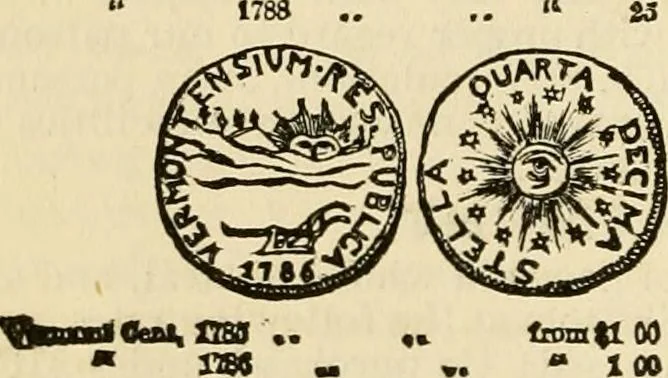 An illustration from coin chart manual : supplementary to Thompson's Bank note and commercial reporter, containing facsimiles of all the gold and silver coins found in circulation, throughout the world, with the intrinsic value of each, The, 1879, leaf 67