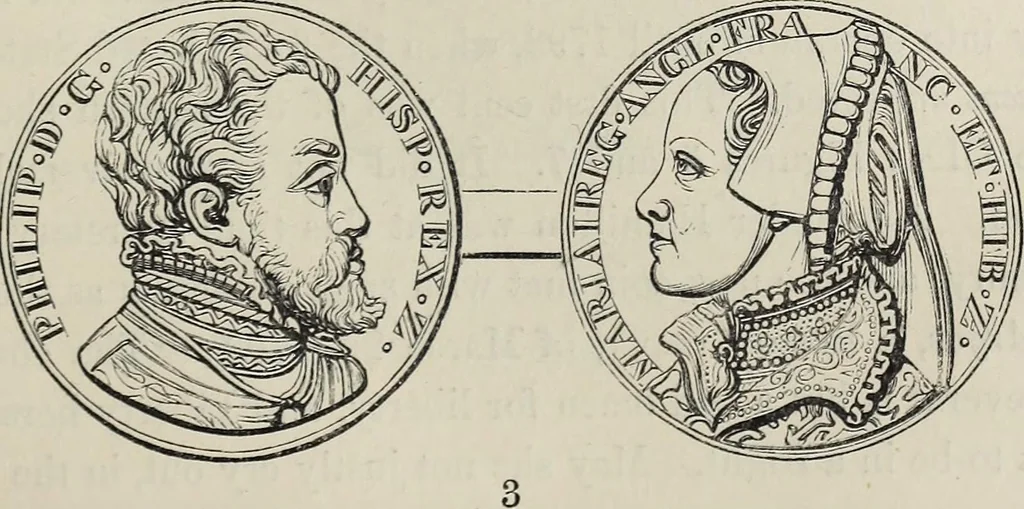 An illustration from Coins, medals, and seals, ancient and modern. Illustrated and described. With a sketch of the history of coins and coinage, instructions for young collectors, tables of comparative rarity, price lists of English and American coins, medals and tokens, &c., &c, 1861, leaf 102