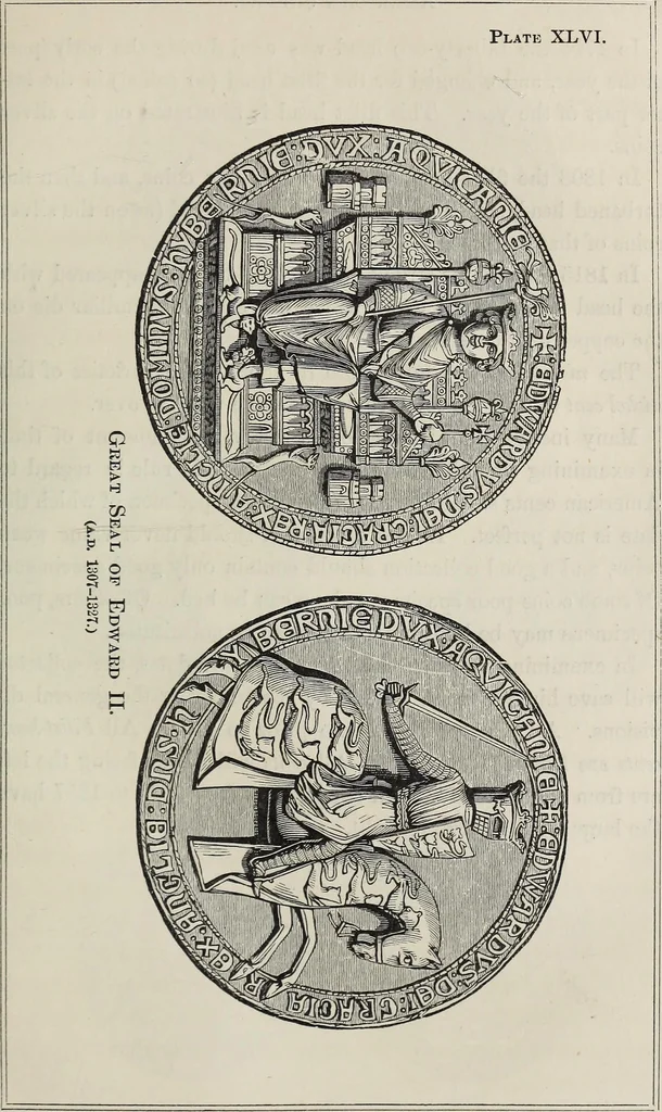 An illustration from Coins, medals, and seals, ancient and modern. Illustrated and described. With a sketch of the history of coins and coinage, instructions for young collectors, tables of comparative rarity, price lists of English and American coins, medals and tokens, &c., &c, 1861, leaf 108