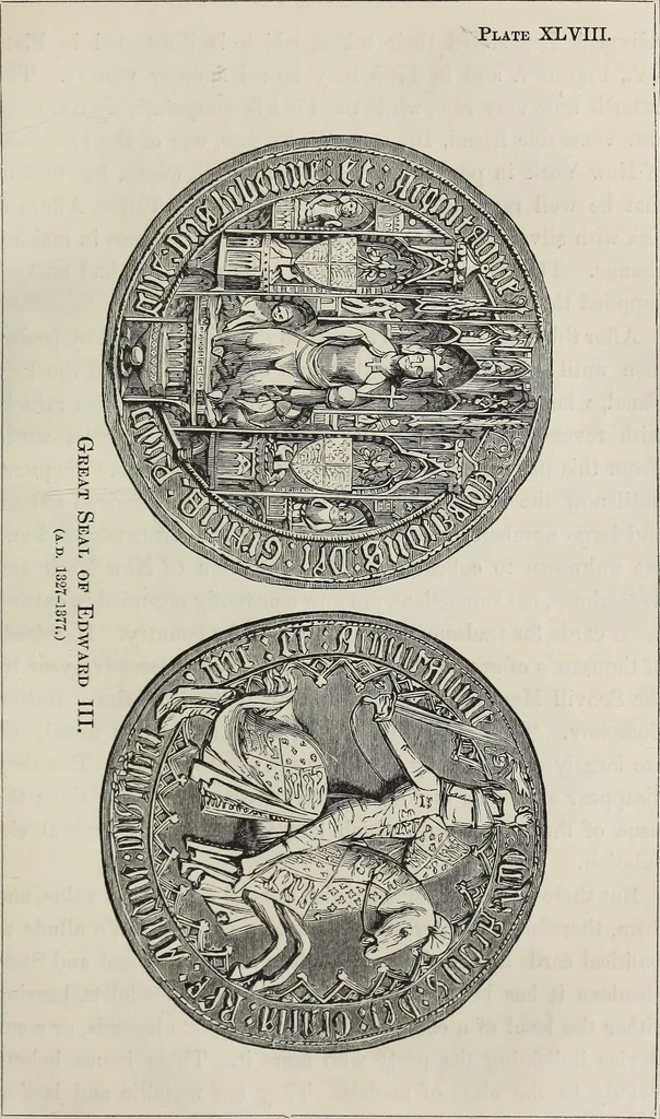 An illustration from Coins, medals, and seals, ancient and modern. Illustrated and described. With a sketch of the history of coins and coinage, instructions for young collectors, tables of comparative rarity, price lists of English and American coins, medals and tokens, &c., &c, 1861, leaf 112