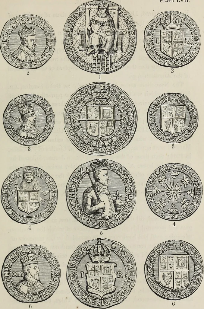 An illustration from Coins, medals, and seals, ancient and modern. Illustrated and described. With a sketch of the history of coins and coinage, instructions for young collectors, tables of comparative rarity, price lists of English and American coins, medals and tokens, &c., &c, 1861, leaf 130