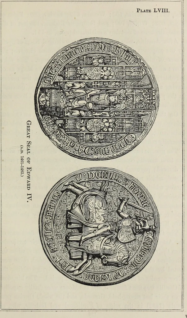 An illustration from Coins, medals, and seals, ancient and modern. Illustrated and described. With a sketch of the history of coins and coinage, instructions for young collectors, tables of comparative rarity, price lists of English and American coins, medals and tokens, &c., &c, 1861, leaf 132