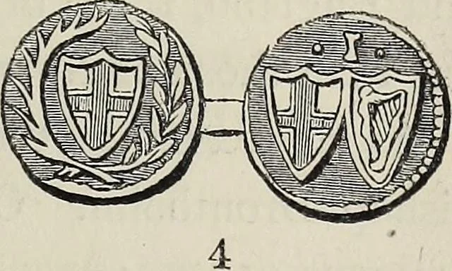 An illustration from Coins, medals, and seals, ancient and modern. Illustrated and described. With a sketch of the history of coins and coinage, instructions for young collectors, tables of comparative rarity, price lists of English and American coins, medals and tokens, &c., &c, 1861, leaf 152