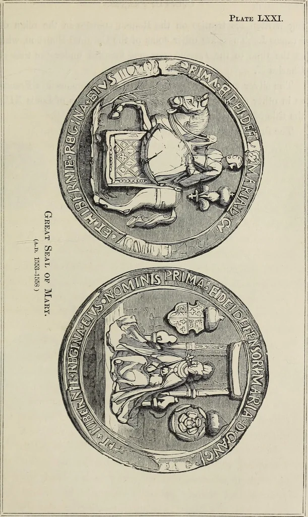 An illustration from Coins, medals, and seals, ancient and modern. Illustrated and described. With a sketch of the history of coins and coinage, instructions for young collectors, tables of comparative rarity, price lists of English and American coins, medals and tokens, &c., &c, 1861, leaf 158