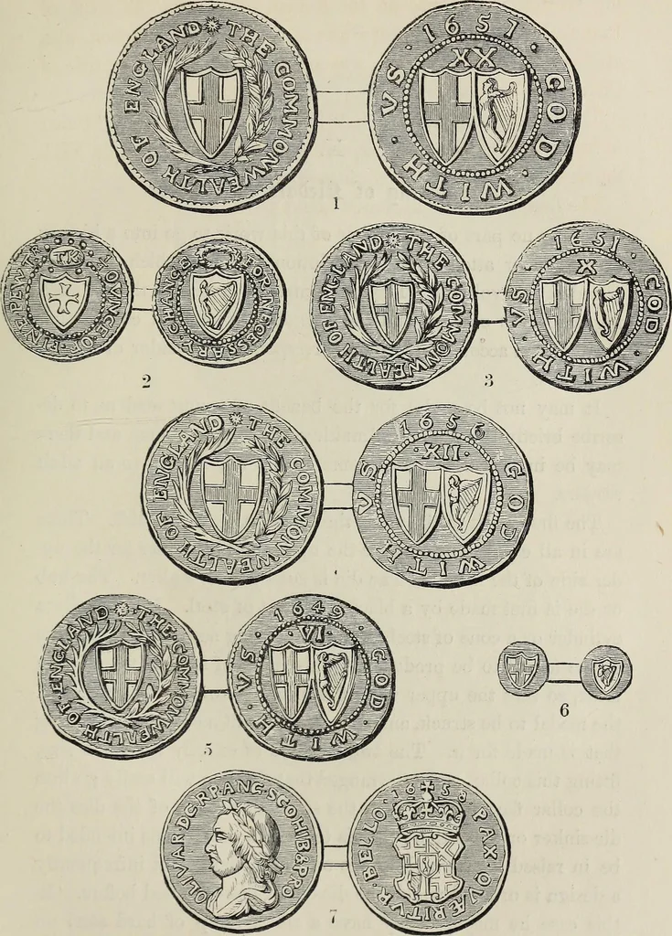An illustration from Coins, medals, and seals, ancient and modern. Illustrated and described. With a sketch of the history of coins and coinage, instructions for young collectors, tables of comparative rarity, price lists of English and American coins, medals and tokens, &c., &c, 1861, leaf 160