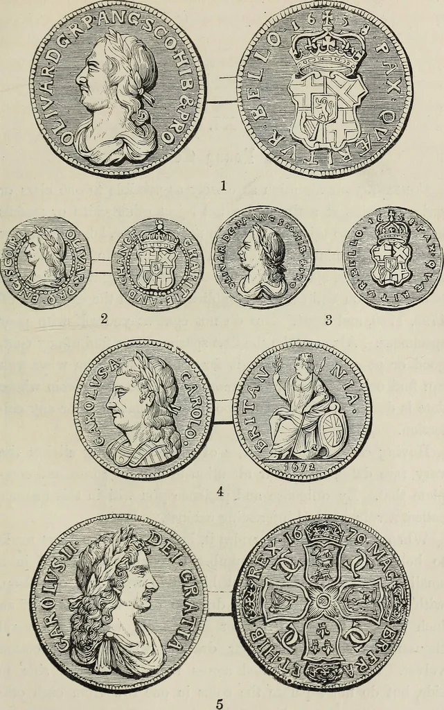 An illustration from Coins, medals, and seals, ancient and modern. Illustrated and described. With a sketch of the history of coins and coinage, instructions for young collectors, tables of comparative rarity, price lists of English and American coins, medals and tokens, &c., &c, 1861, leaf 168