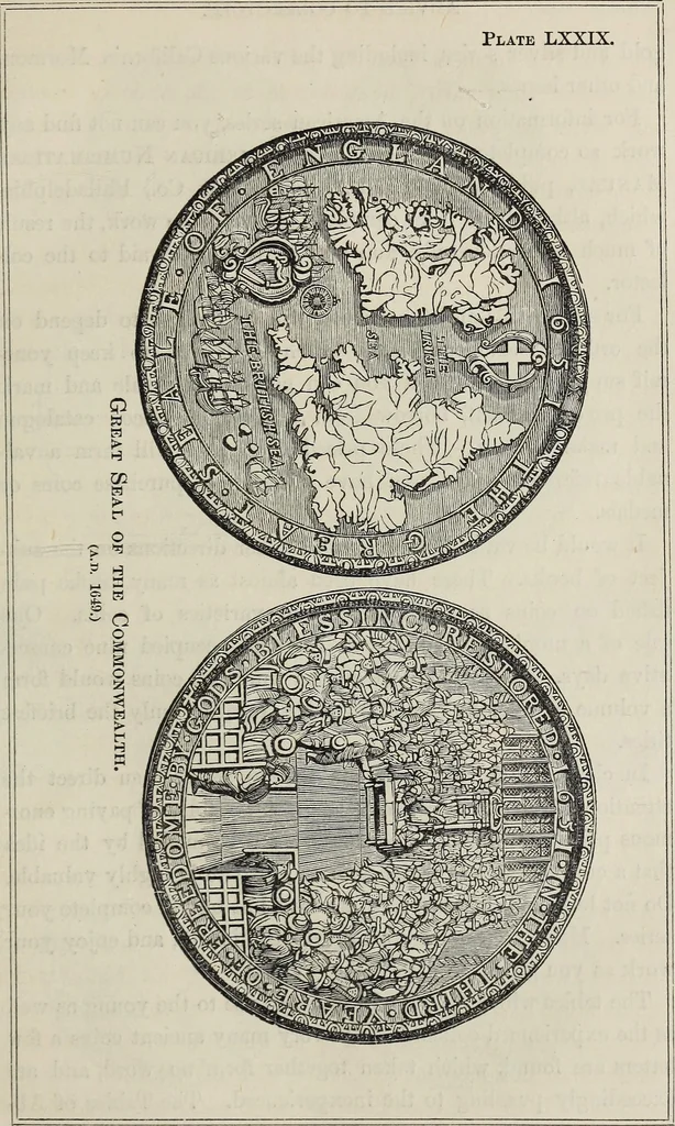An illustration from Coins, medals, and seals, ancient and modern. Illustrated and described. With a sketch of the history of coins and coinage, instructions for young collectors, tables of comparative rarity, price lists of English and American coins, medals and tokens, &c., &c, 1861, leaf 174