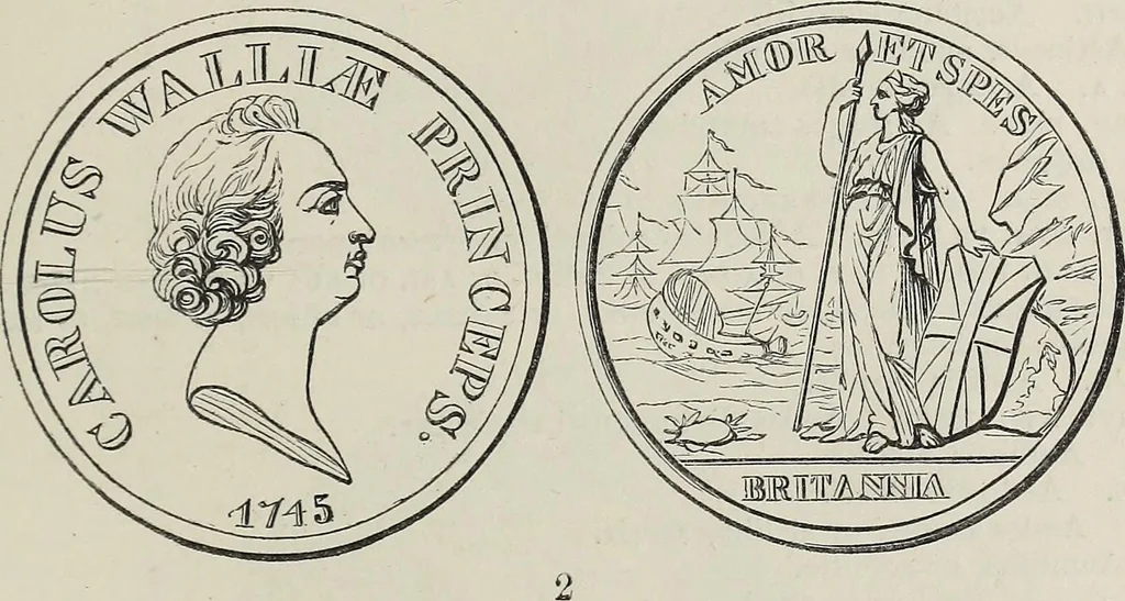 An illustration from Coins, medals, and seals, ancient and modern. Illustrated and described. With a sketch of the history of coins and coinage, instructions for young collectors, tables of comparative rarity, price lists of English and American coins, medals and tokens, &c., &c, 1861, leaf 188
