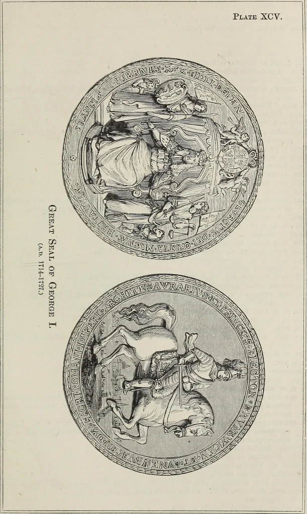 An illustration from Coins, medals, and seals, ancient and modern. Illustrated and described. With a sketch of the history of coins and coinage, instructions for young collectors, tables of comparative rarity, price lists of English and American coins, medals and tokens, &c., &c, 1861, leaf 206
