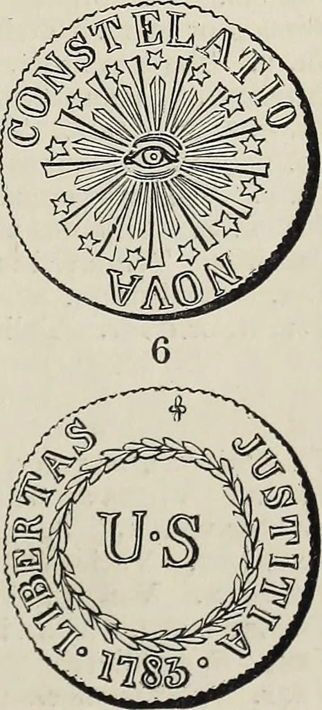 An illustration from Coins, medals, and seals, ancient and modern. Illustrated and described. With a sketch of the history of coins and coinage, instructions for young collectors, tables of comparative rarity, price lists of English and American coins, medals and tokens, &c., &c, 1861, leaf 218