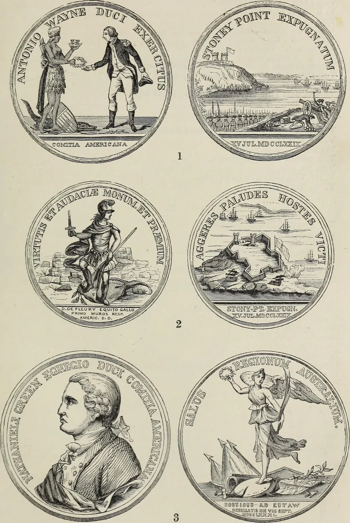 An illustration from Coins, medals, and seals, ancient and modern. Illustrated and described. With a sketch of the history of coins and coinage, instructions for young collectors, tables of comparative rarity, price lists of English and American coins, medals and tokens, &c., &c, 1861, leaf 220