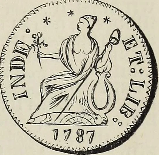 An illustration from Coins, medals, and seals, ancient and modern. Illustrated and described. With a sketch of the history of coins and coinage, instructions for young collectors, tables of comparative rarity, price lists of English and American coins, medals and tokens, &c., &c, 1861, leaf 222