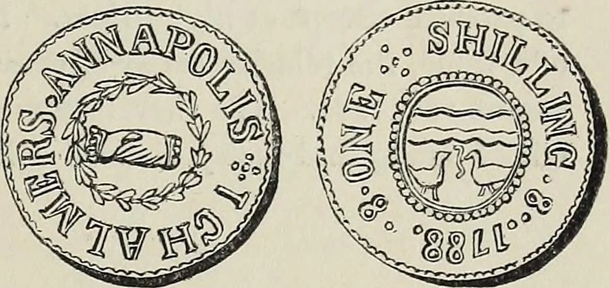 An illustration from Coins, medals, and seals, ancient and modern. Illustrated and described. With a sketch of the history of coins and coinage, instructions for young collectors, tables of comparative rarity, price lists of English and American coins, medals and tokens, &c., &c, 1861, leaf 226