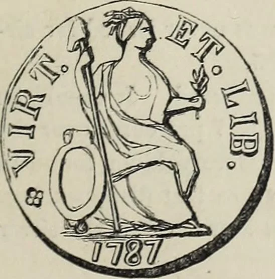 An illustration from Coins, medals, and seals, ancient and modern. Illustrated and described. With a sketch of the history of coins and coinage, instructions for young collectors, tables of comparative rarity, price lists of English and American coins, medals and tokens, &c., &c, 1861, leaf 226