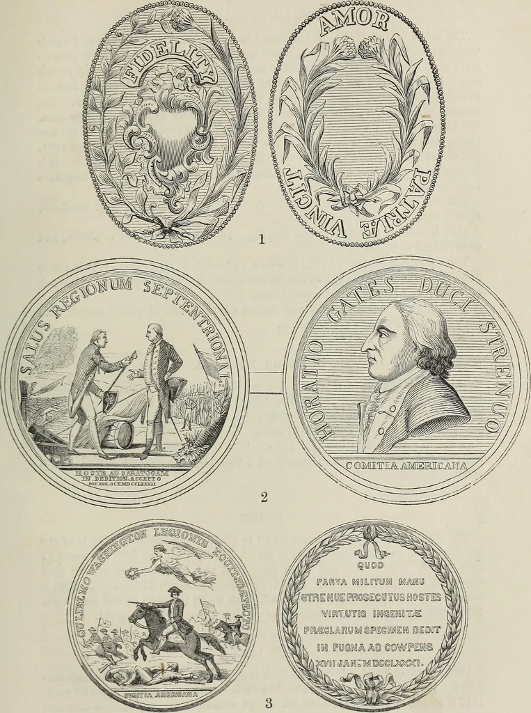 An illustration from Coins, medals, and seals, ancient and modern. Illustrated and described. With a sketch of the history of coins and coinage, instructions for young collectors, tables of comparative rarity, price lists of English and American coins, medals and tokens, &c., &c, 1861, leaf 228