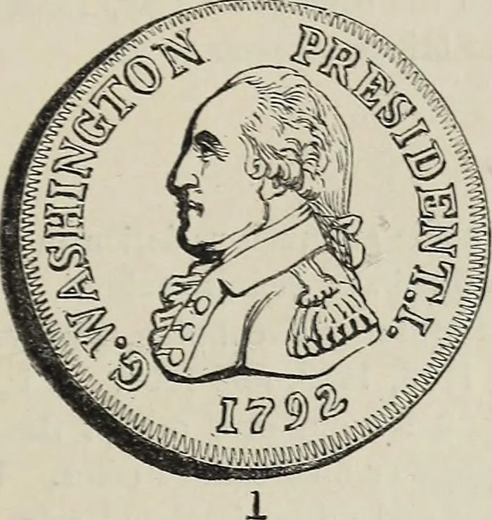 An illustration from Coins, medals, and seals, ancient and modern. Illustrated and described. With a sketch of the history of coins and coinage, instructions for young collectors, tables of comparative rarity, price lists of English and American coins, medals and tokens, &c., &c, 1861, leaf 230