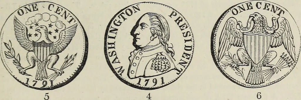 An illustration from Coins, medals, and seals, ancient and modern. Illustrated and described. With a sketch of the history of coins and coinage, instructions for young collectors, tables of comparative rarity, price lists of English and American coins, medals and tokens, &c., &c, 1861, leaf 230