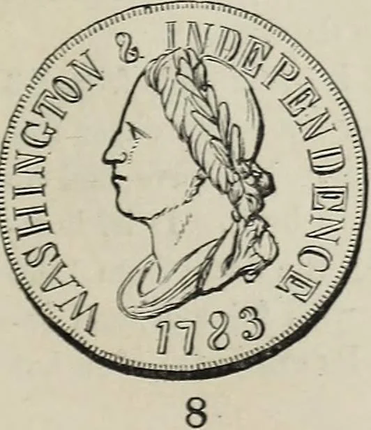 An illustration from Coins, medals, and seals, ancient and modern. Illustrated and described. With a sketch of the history of coins and coinage, instructions for young collectors, tables of comparative rarity, price lists of English and American coins, medals and tokens, &c., &c, 1861, leaf 230