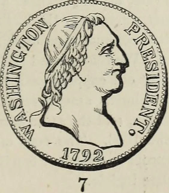 An illustration from Coins, medals, and seals, ancient and modern. Illustrated and described. With a sketch of the history of coins and coinage, instructions for young collectors, tables of comparative rarity, price lists of English and American coins, medals and tokens, &c., &c, 1861, leaf 230