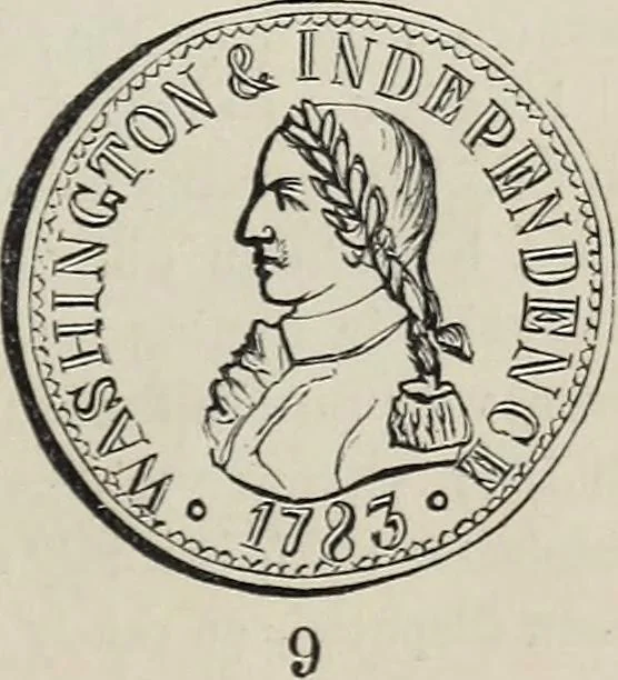 An illustration from Coins, medals, and seals, ancient and modern. Illustrated and described. With a sketch of the history of coins and coinage, instructions for young collectors, tables of comparative rarity, price lists of English and American coins, medals and tokens, &c., &c, 1861, leaf 230