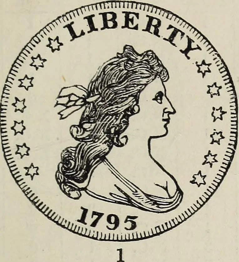 An illustration from Coins, medals, and seals, ancient and modern. Illustrated and described. With a sketch of the history of coins and coinage, instructions for young collectors, tables of comparative rarity, price lists of English and American coins, medals and tokens, &c., &c, 1861, leaf 236